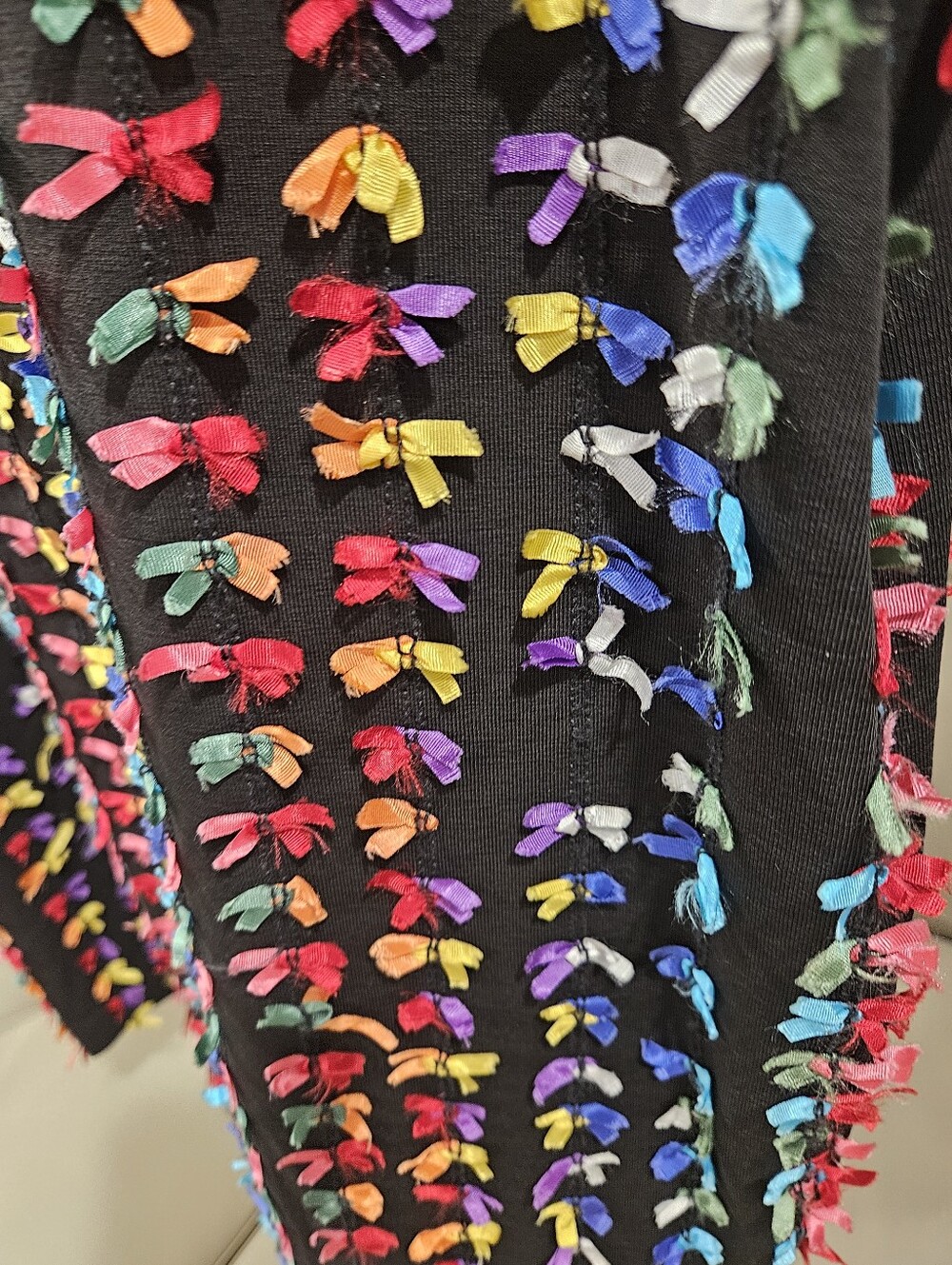 VTG Betsey Johnson Punk Label Rainbow Ribbon Bow Bodycon Mini Dress Cotton Lycra - Picture 9 of 12